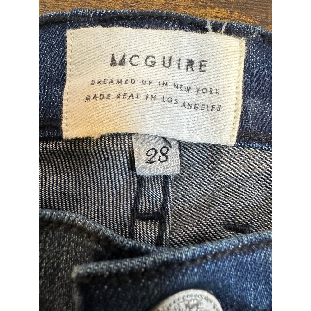 McGuire Majorelle Flare Jeans Dark Wash Raw Hem Size 28 NWOT Stretch 70's Style - Picture 5 of 15